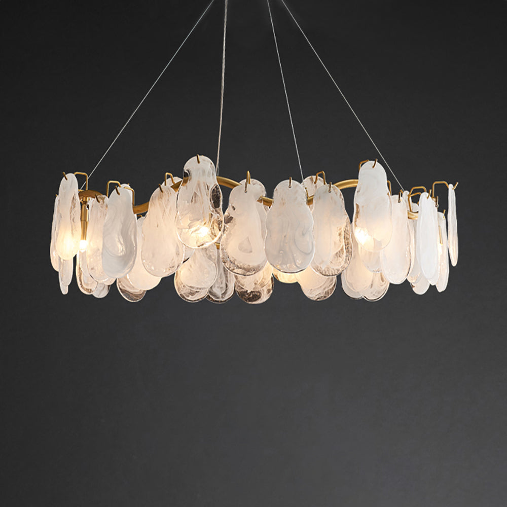 Postmodern 8-Light Tiered Cloud Glass Chandelier with Adjustable Cables