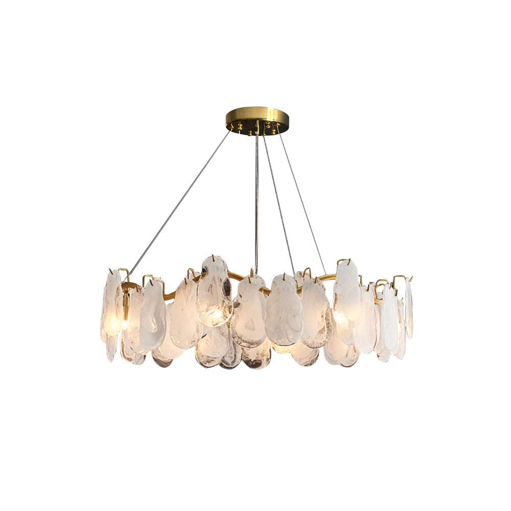 Postmodern 8-Light Tiered Cloud Glass Chandelier with Adjustable Cables