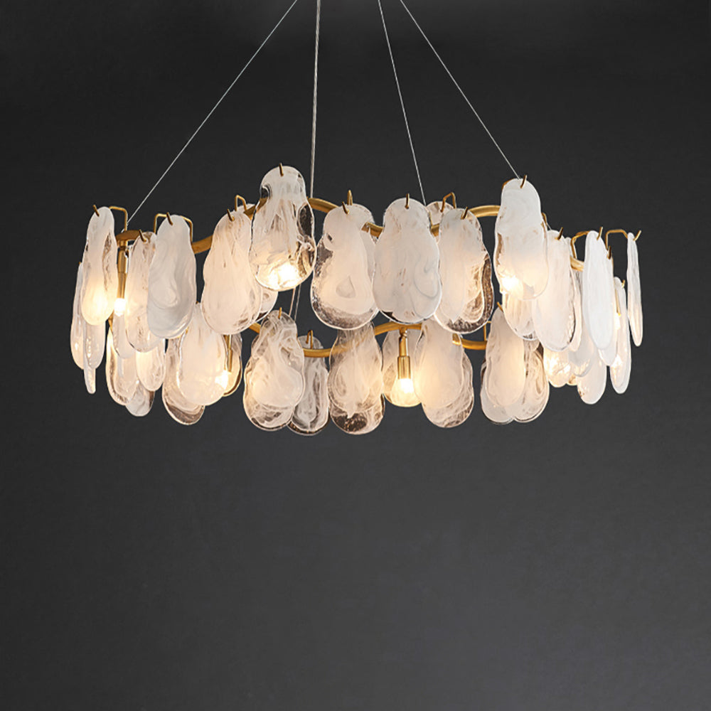 Postmodern 8-Light Tiered Cloud Glass Chandelier with Adjustable Cables