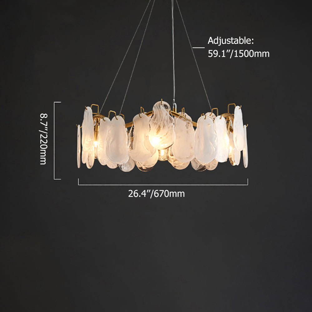 Postmodern 8-Light Tiered Cloud Glass Chandelier with Adjustable Cables