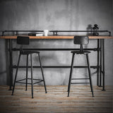 3 Pieces Industarial High Natural Bar Table Set with Stools with Metal Legs