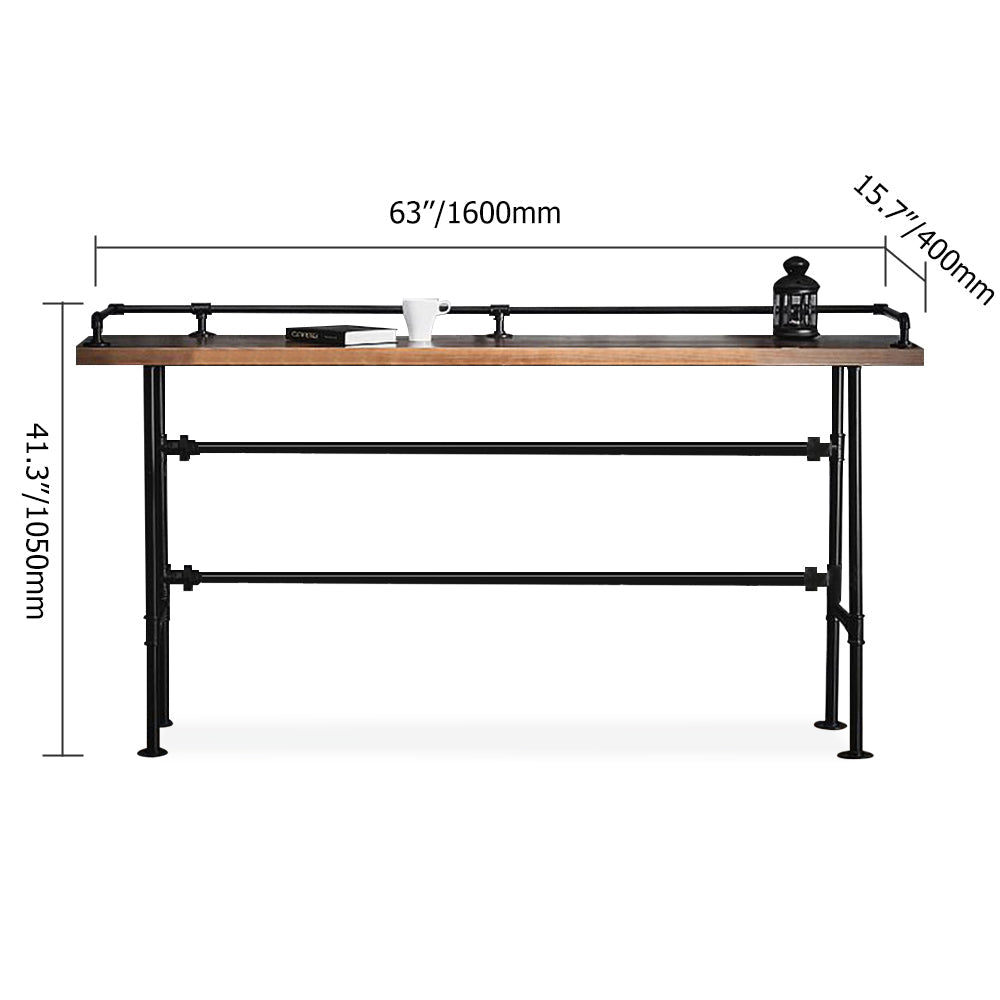 3 Pieces Industarial High Natural Bar Table Set with Stools with Metal Legs