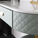 Green Makeup Vanity Set Expandable Dressing Table with Cabinet Mirror & Stool Included