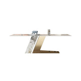 78.7" Rectangle Modern Stone Top Dining Table for 6 with Stainless Steel Base in Gold
