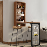Foldable Bar Height Table with Convertible Cabinet & Open Storage in Walnut