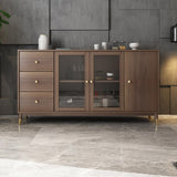 Modern Rectangle Sideboard Buffet with Ample Storages & Doors in Walnut