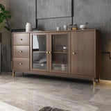 Modern Rectangle Sideboard Buffet with Ample Storages & Doors in Walnut