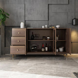 Modern Rectangle Sideboard Buffet with Ample Storages & Doors in Walnut