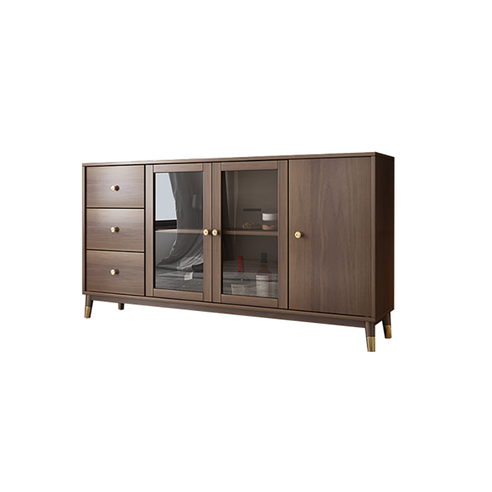 Modern Rectangle Sideboard Buffet with Ample Storages & Doors in Walnut