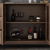Modern Rectangle Sideboard Buffet with Ample Storages & Doors in Walnut