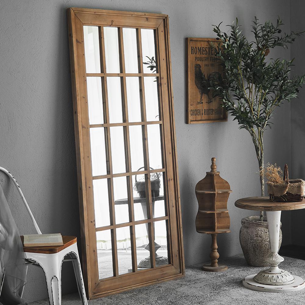 Farmhouse Full Length Mirror Wood Rectangle Floor Mirror