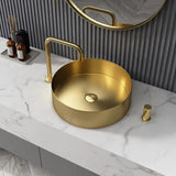 Contemporary Gold Round Stainless Steel Vessel Sink Luxury Wash Sink