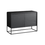 43" Nordic Minimalist Black Cabinet with 2 Doors on Metal Base