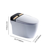 Elongated One-Piece Smart Toilet Floor Mounted Automatic Toilet in Black & Gold Rim