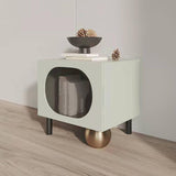 Mint Green Nightstand with Glass Door Gold Legs