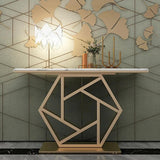 47.2" Rectangular Gold Console Table Marble Top Entryrway Table