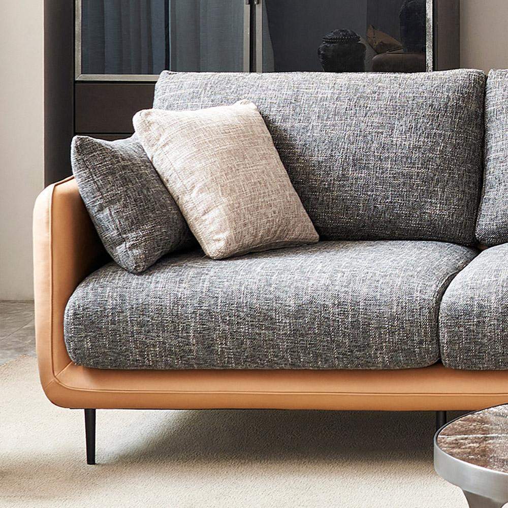 111.4" Modern Gray & Orange Sectional Sofa Loveseat with Chaise-Furniture,Living Room Furniture,Sectionals