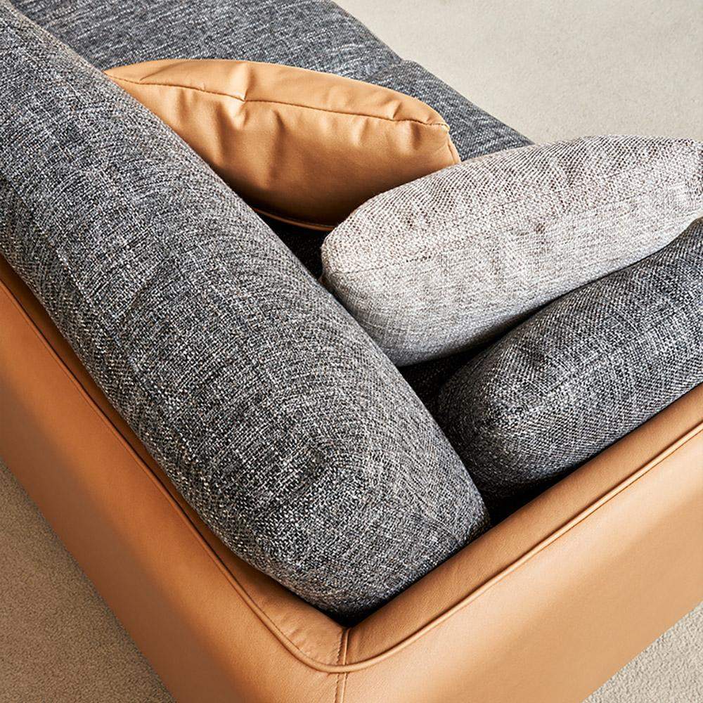 111.4" Modern Gray & Orange Sectional Sofa Loveseat with Chaise-Furniture,Living Room Furniture,Sectionals