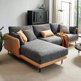 111.4" Modern Gray & Orange Sectional Sofa Loveseat with Chaise-Furniture,Living Room Furniture,Sectionals