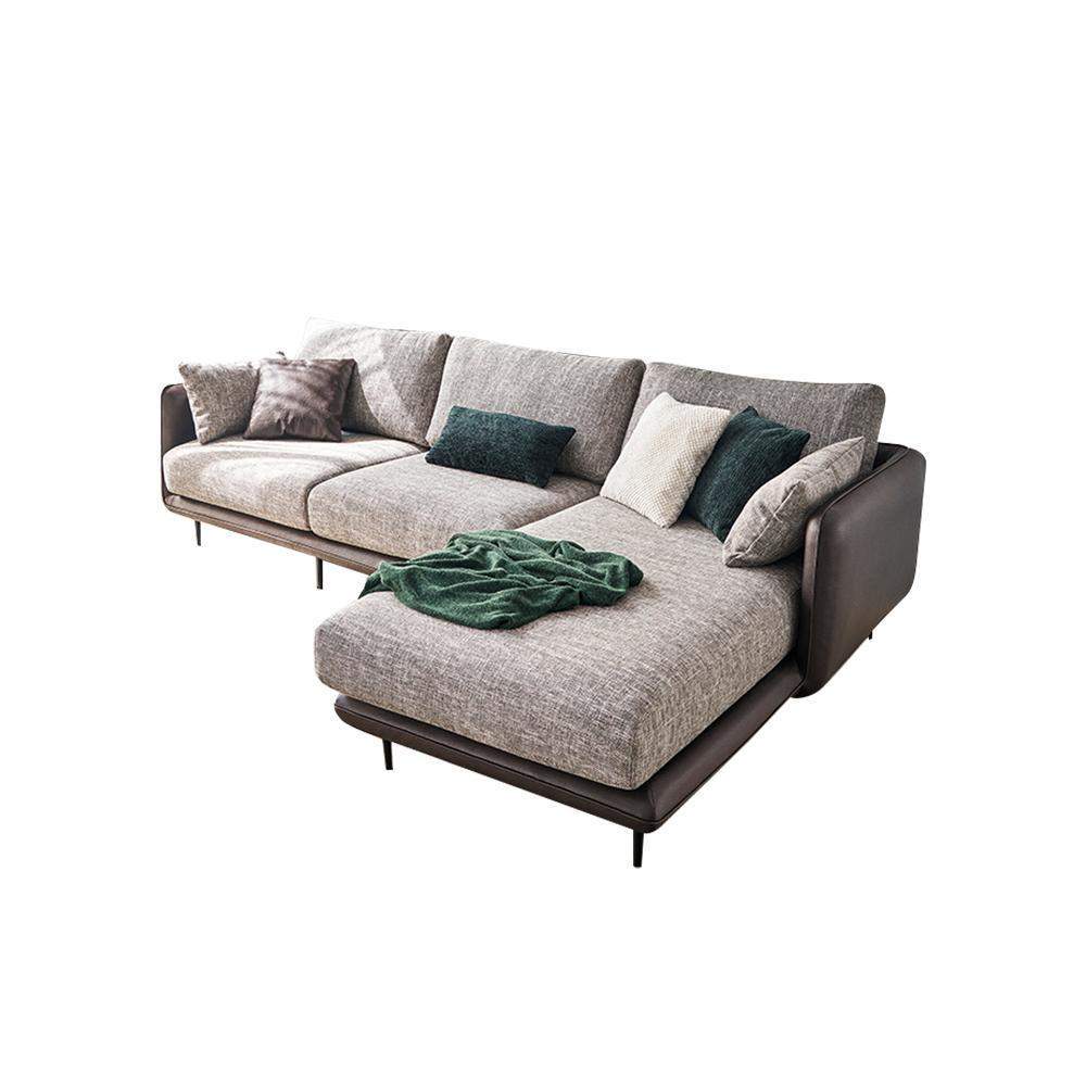 111.4" Modern Gray & Orange Sectional Sofa Loveseat with Chaise-Furniture,Living Room Furniture,Sectionals