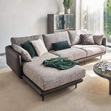 111.4" Modern Gray & Orange Sectional Sofa Loveseat with Chaise-Furniture,Living Room Furniture,Sectionals