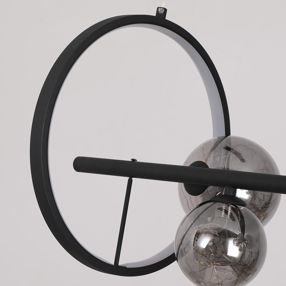 Modern 7-Light Black Kitchen Island Light with Glass Globe Shade Ceiling Pendant Lights