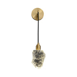 Gold Brass Wall Sconce Hanging Wall Light with Crystal Shade & Adjustable Cable