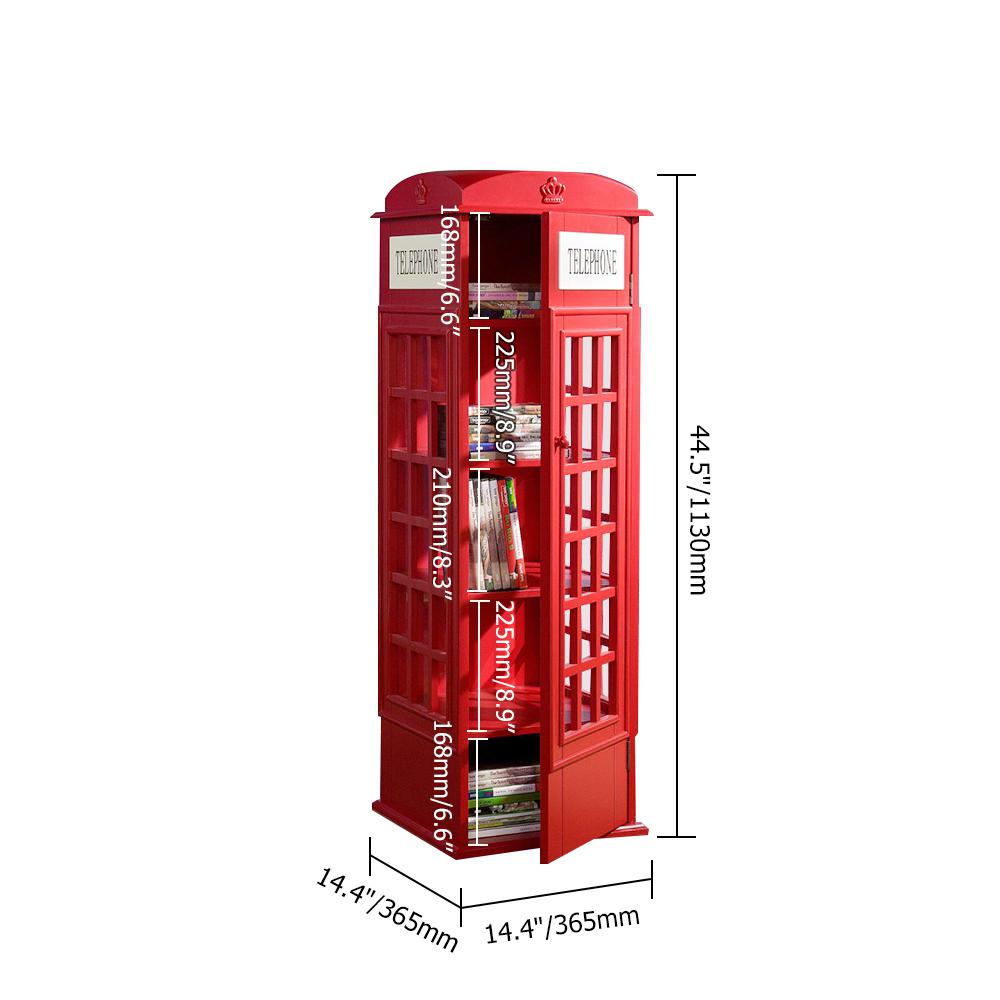 Phone Booth-Shaped Retro Kid's Bookcase England Style