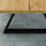 70.9" Natural Farmhouse Dining Table with Wood Top & Metal Frame