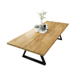70.9" Natural Farmhouse Dining Table with Wood Top & Metal Frame