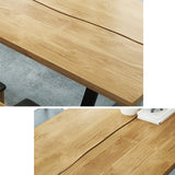 70.9" Natural Farmhouse Dining Table with Wood Top & Metal Frame
