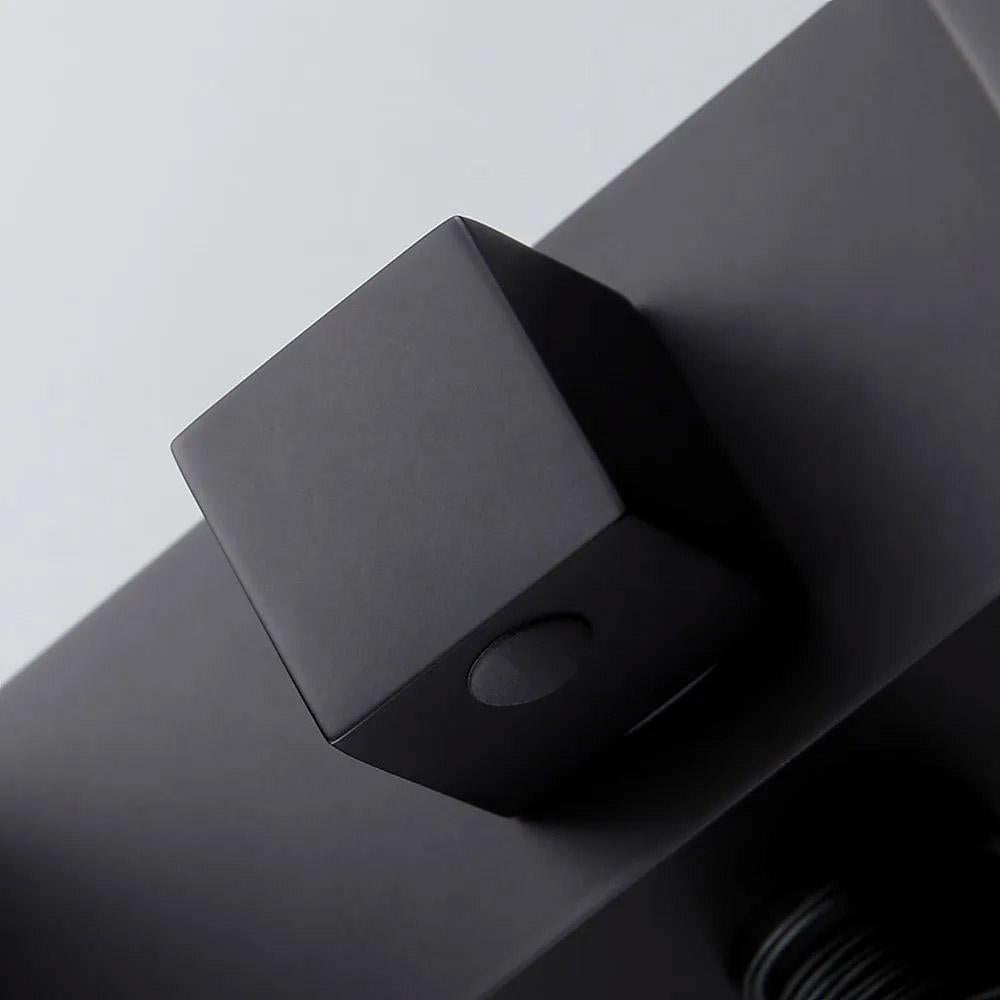 Ridge Wall Mount Waterfall Bathtub Faucet Matte Black with Hand Shower Solid Brass