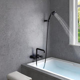 Ruth Industrial Pipe Wall Mounted Bathtub Filler Faucet with Hand Shower Solid Brass