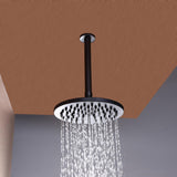 Retro 1-Handle Ceiling Mounted Round Rain Shower Head & Hand Shower Set Antique Black