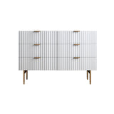 Minimalist Slatted White Bedroom Dresser with 6 Drawers
