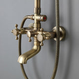 Traditional Rainfall Exposed Shower Fixture with Tub Spout in Antique Brass