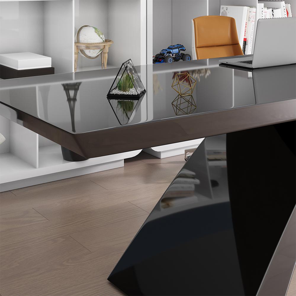 71" Modern White Computer Desk Rectangular Executive Desk with Abstract Base