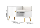 White Contemporary Upholstered Shoe Rack Bench with Storage Cabinet and Shelf Entryway