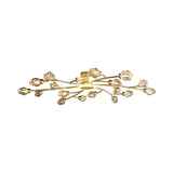 Brass 12-Light Sputnik Crystal Semi-Flush Mount Light for Living Room and Dining Room