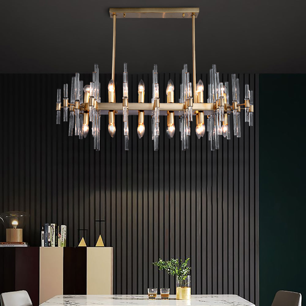Contemporary Glass Living Room Chandelier in Brass