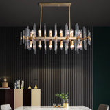 Contemporary Glass Living Room Chandelier in Brass