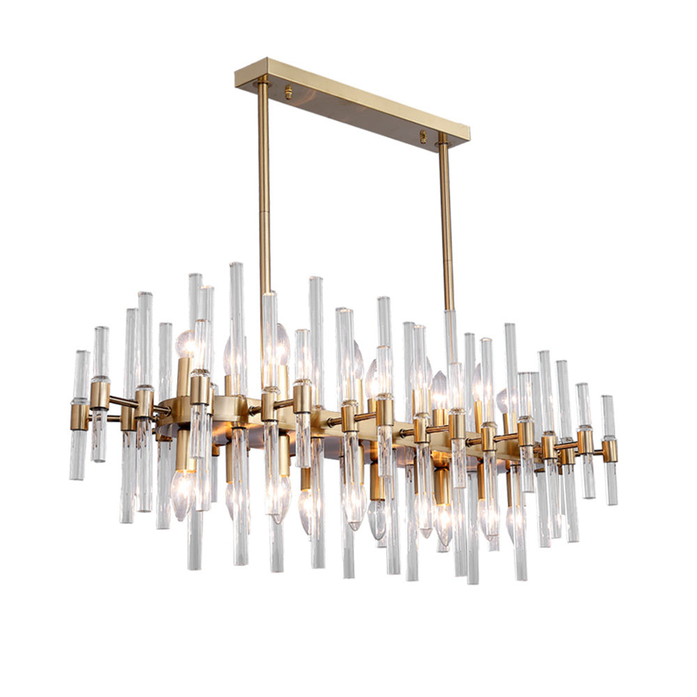 Contemporary Glass Living Room Chandelier in Brass