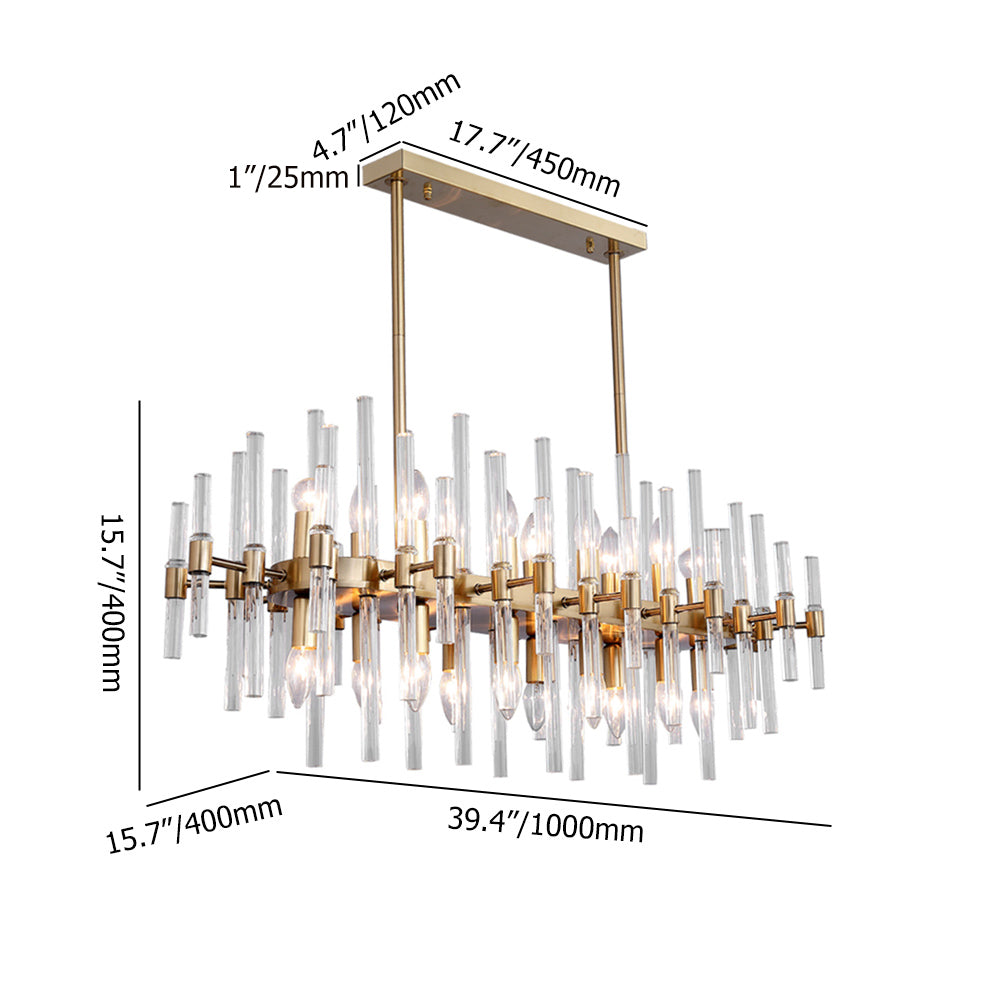 Contemporary Glass Living Room Chandelier in Brass