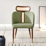 Modern Green Velvet Dining Chair Curved Back Rattan Dining Room Chairs (Set of 2)