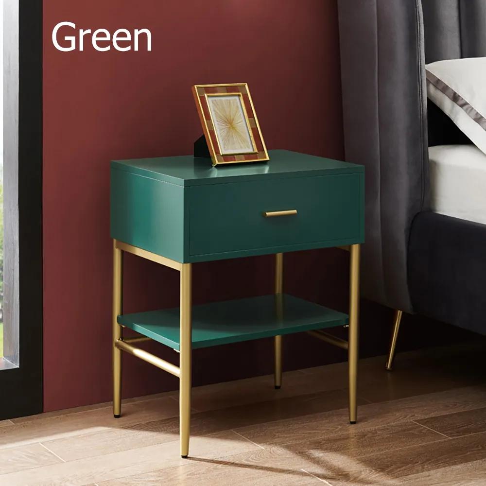 Nordic Blue Nightstand with Drawer & Shelf