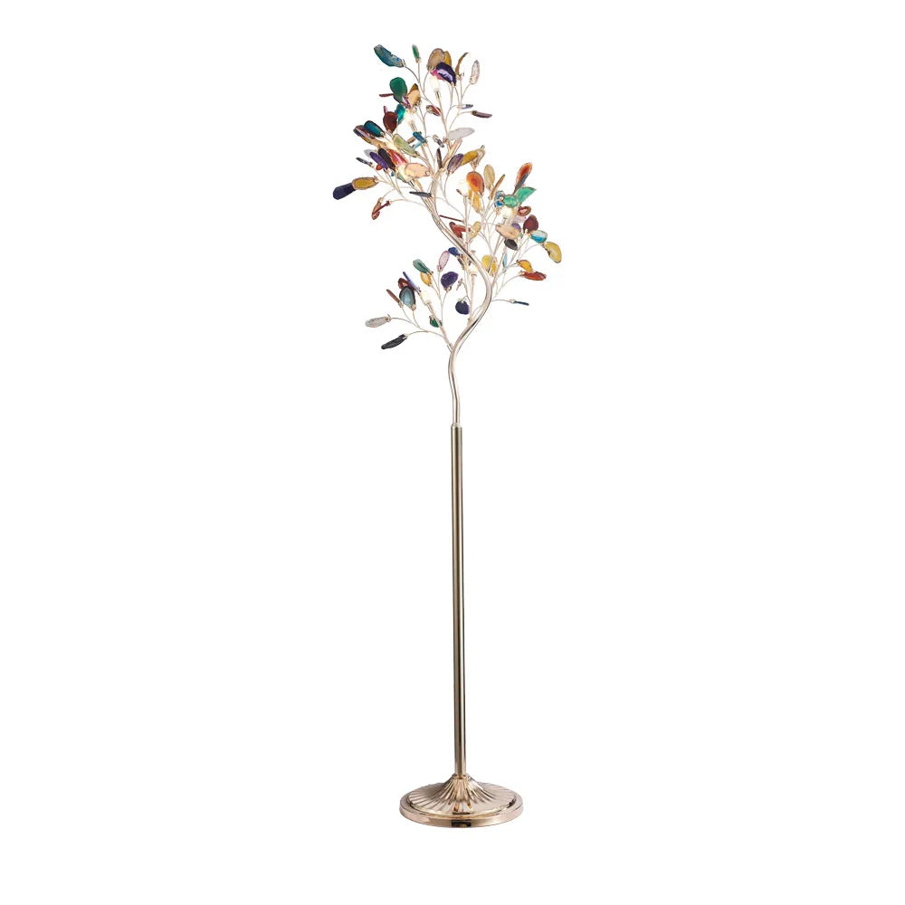 Modern 9-Light Agate Tree Floor Lamp with Foot Switch