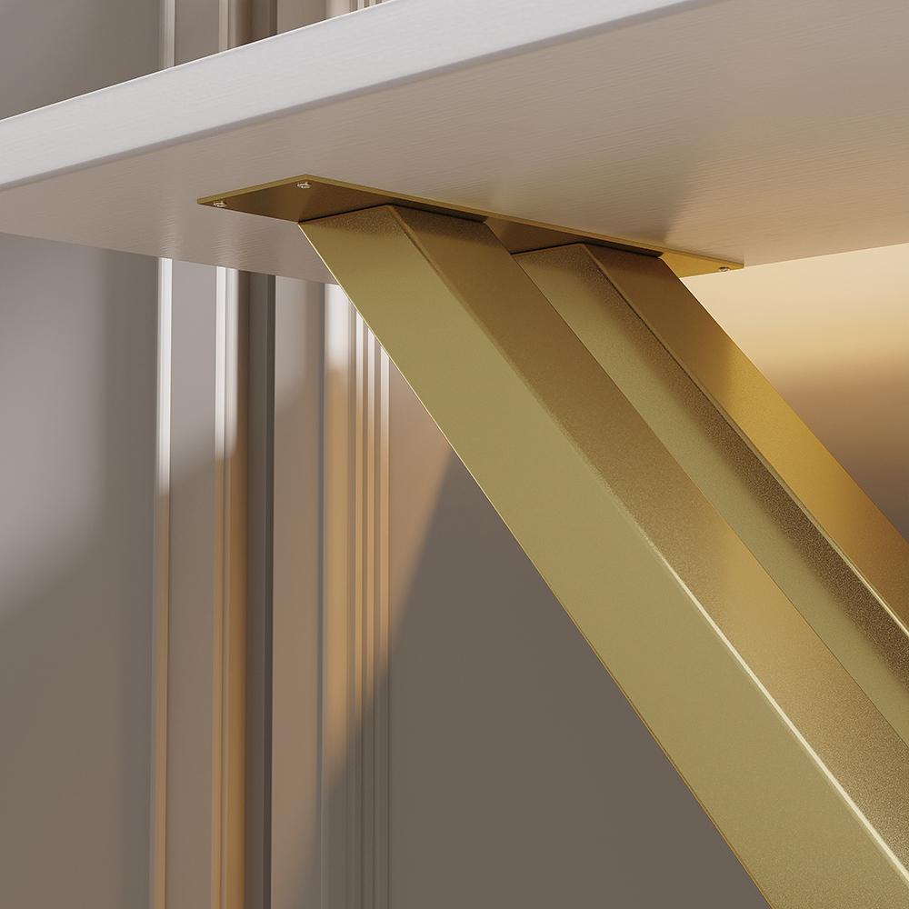 Black & Gold Narrow Console Table Accent Table For Entryway X Base Metal in Small