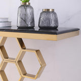 59" Contemporary Rectangular Black Marble Console Table Narrow Entryway Table