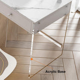 Minimalist Acrylic Floating Makeup Vanity Set with LED Lighted Standing Mirror & Stool