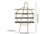 4-Tier Round Open Bookshelf White Display Shelf Gold Frame